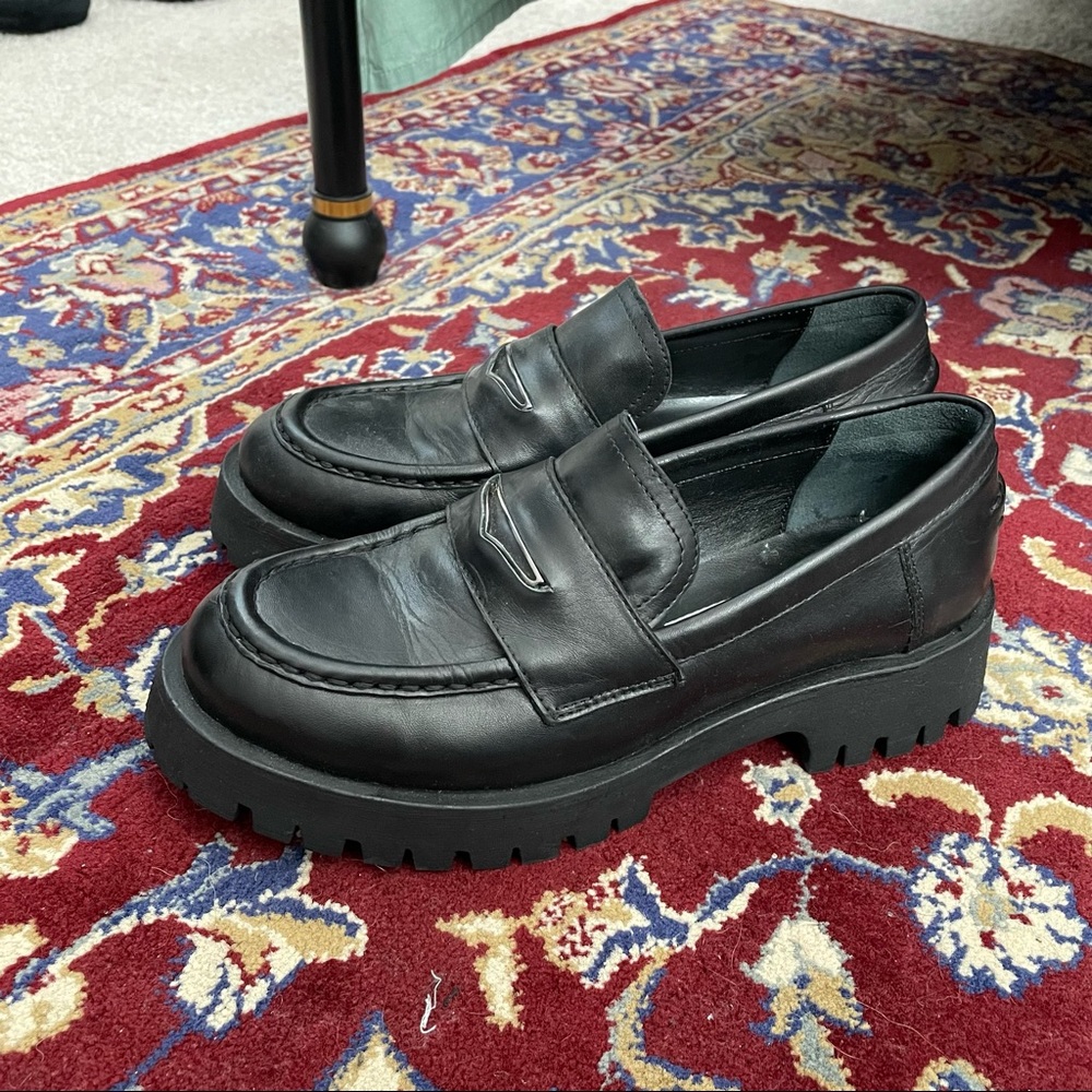 steve madden lawrence black leather loafers